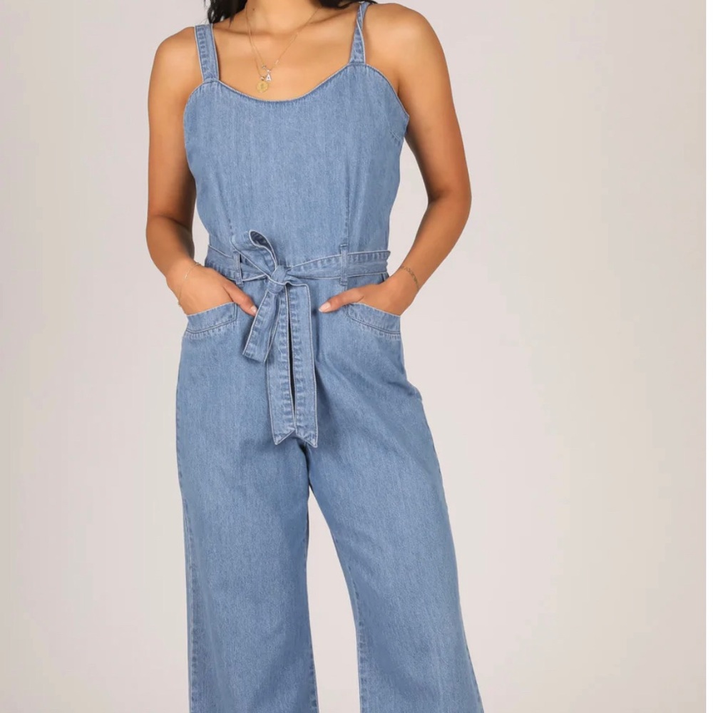 Rewash denim jumper with belt